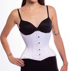 Orchard Corset Satin Hourglass Curve Underbust Corset : CS-426 (White, 30)
